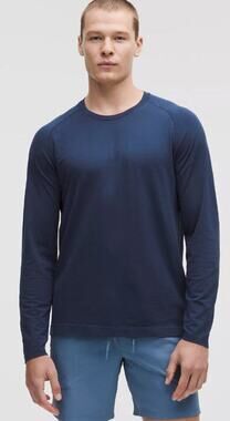 Lululemon Men's Metal Vent Tech Long Sleeve Shirt Club Blue Size Medium
